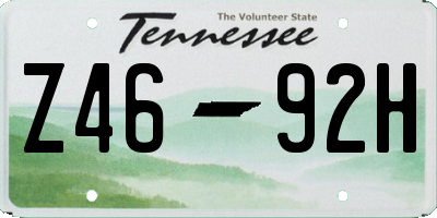 TN license plate Z4692H