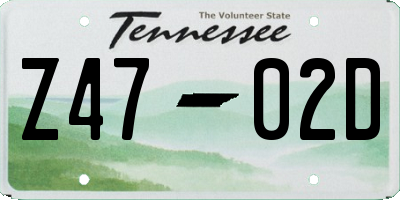 TN license plate Z4702D