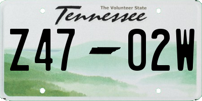 TN license plate Z4702W