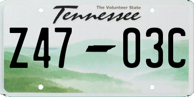 TN license plate Z4703C