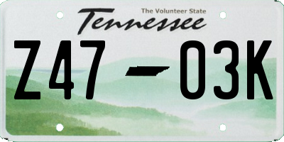 TN license plate Z4703K