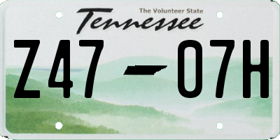TN license plate Z4707H