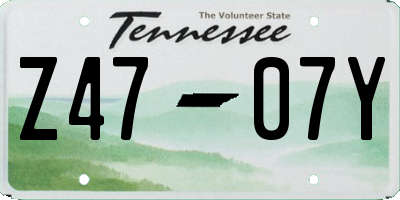 TN license plate Z4707Y