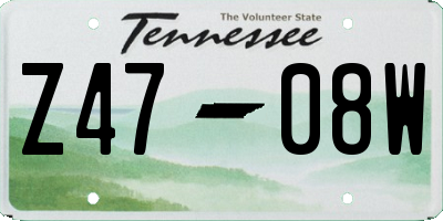 TN license plate Z4708W