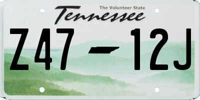 TN license plate Z4712J