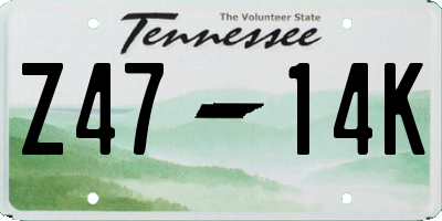 TN license plate Z4714K