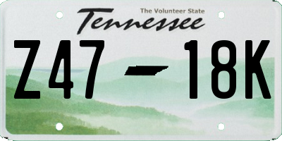 TN license plate Z4718K