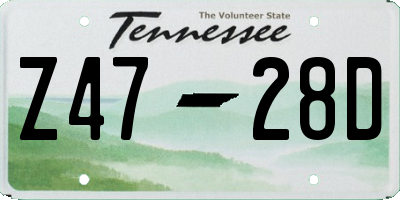 TN license plate Z4728D