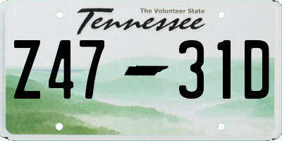 TN license plate Z4731D