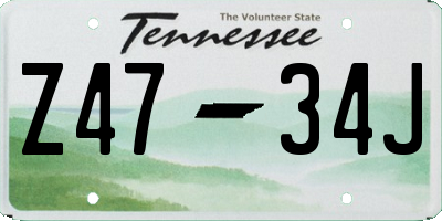 TN license plate Z4734J