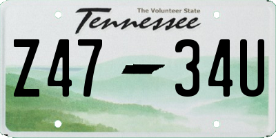 TN license plate Z4734U