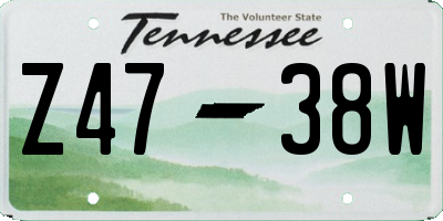 TN license plate Z4738W