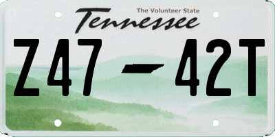 TN license plate Z4742T