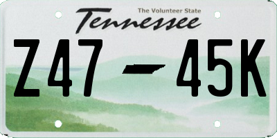 TN license plate Z4745K