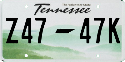 TN license plate Z4747K