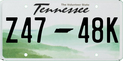 TN license plate Z4748K