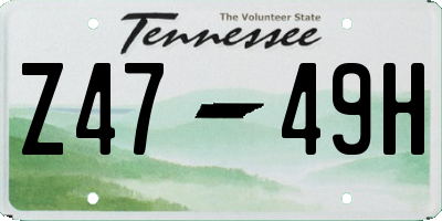 TN license plate Z4749H