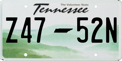 TN license plate Z4752N