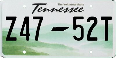 TN license plate Z4752T