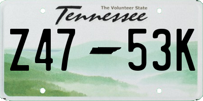 TN license plate Z4753K