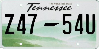 TN license plate Z4754U