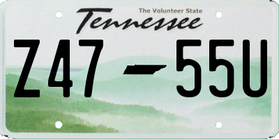 TN license plate Z4755U