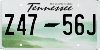 TN license plate Z4756J