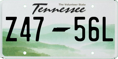 TN license plate Z4756L