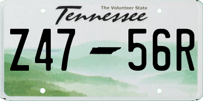 TN license plate Z4756R