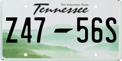 TN license plate Z4756S