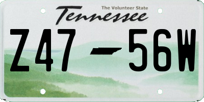 TN license plate Z4756W