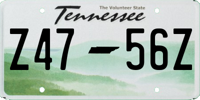 TN license plate Z4756Z