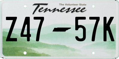 TN license plate Z4757K
