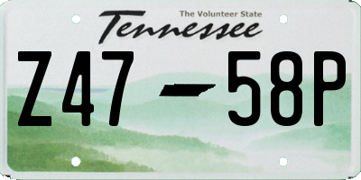 TN license plate Z4758P