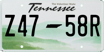 TN license plate Z4758R