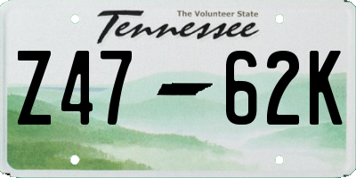 TN license plate Z4762K