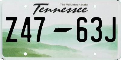TN license plate Z4763J