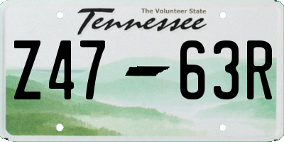 TN license plate Z4763R