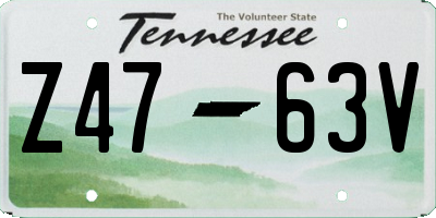 TN license plate Z4763V