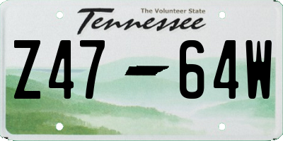 TN license plate Z4764W
