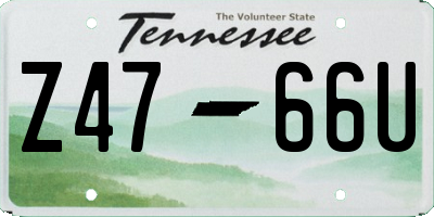 TN license plate Z4766U