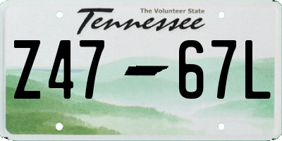 TN license plate Z4767L