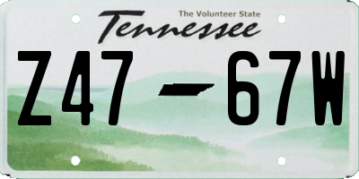 TN license plate Z4767W