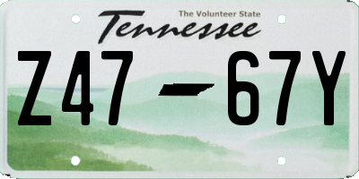 TN license plate Z4767Y