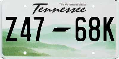 TN license plate Z4768K