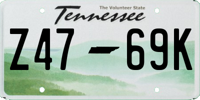TN license plate Z4769K