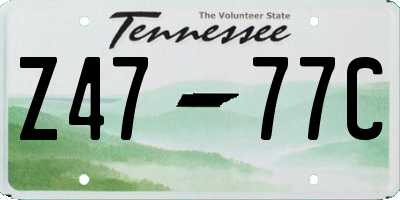 TN license plate Z4777C