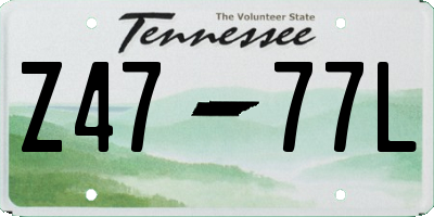 TN license plate Z4777L