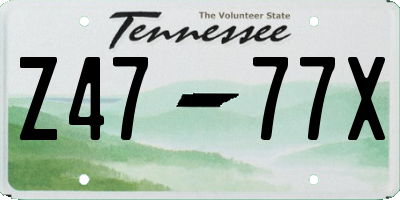 TN license plate Z4777X