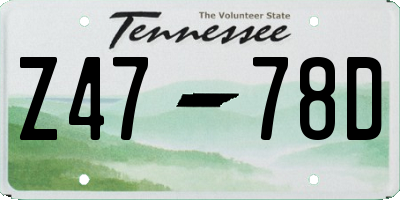TN license plate Z4778D